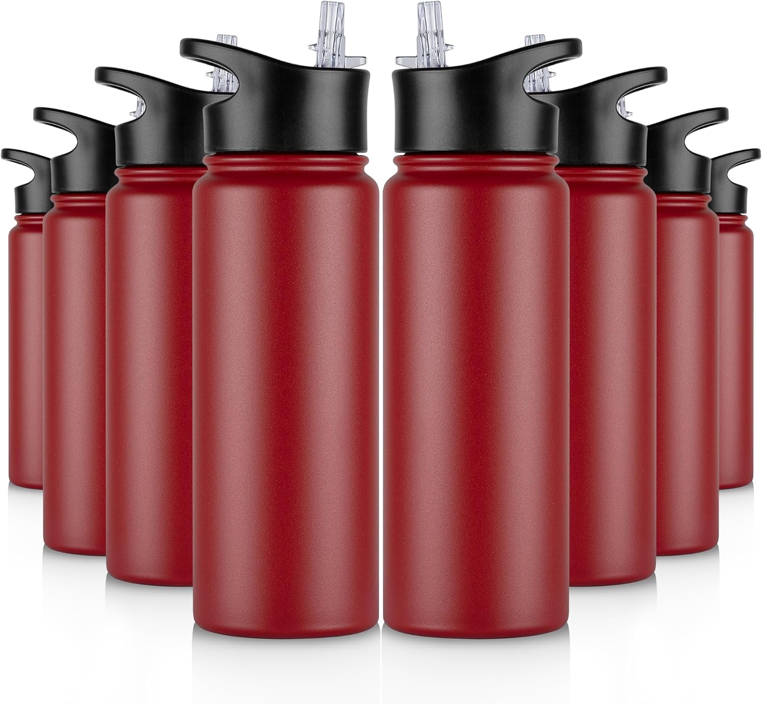 40 oz Insulated Water Bottle with Straw, Stainless Steel Sports Water Bottles with 2 Lids (Straw and Wide Mouth lid), Double Wall Vacuum, Leakproof, BPA-Free, Black