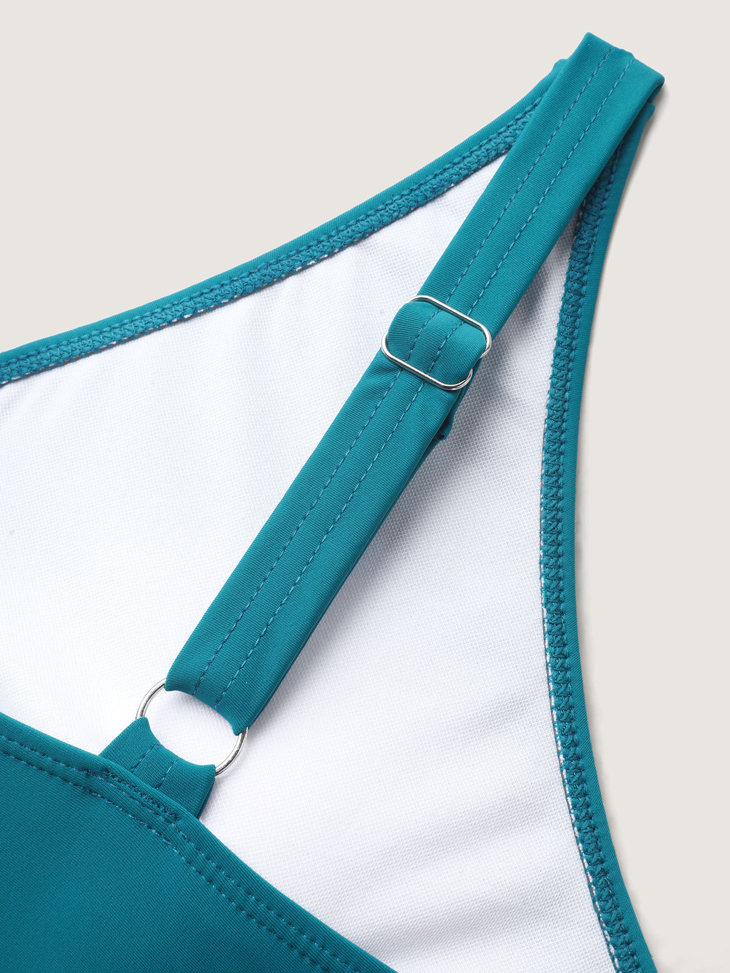 Color Block Ruffled Hem Swim Dress