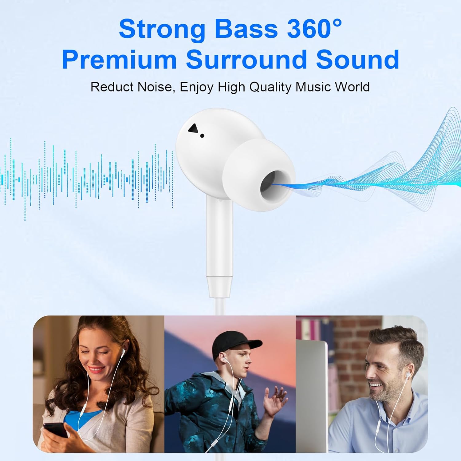 Wired Earbuds USB C for iPhone 17 16 Wired Headphones USB C, USBC Ear Buds in-Ear Earphones for iPhone 17 Pro Max 17Pro Air 16 15 Plus 16e Braided Cord Samsung Galaxy S25 Buds Headsets with Microphone