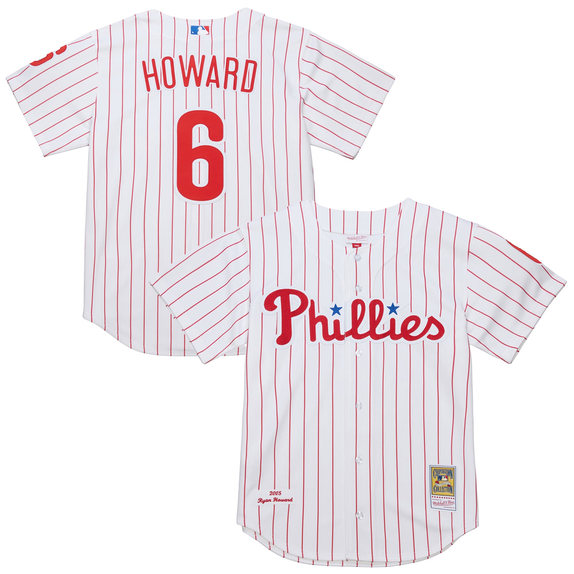 Men's Philadelphia Phillies Ryan Howard Mitchell & Ness White Cooperstown Collection Authentic Jersey