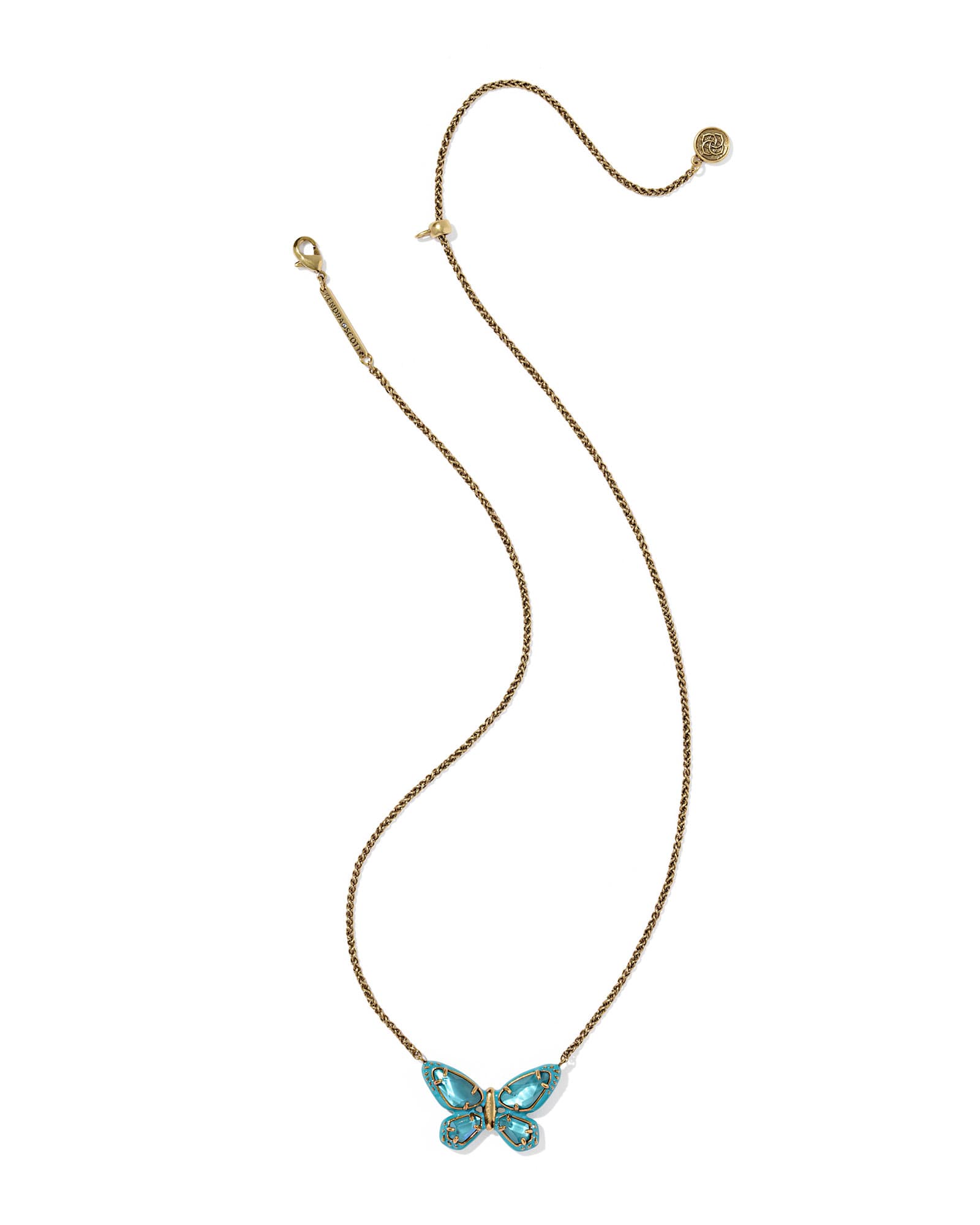 Dolly Parton x Kendra Scott Enamel Butterfly Vintage Gold Short Pendant Necklace