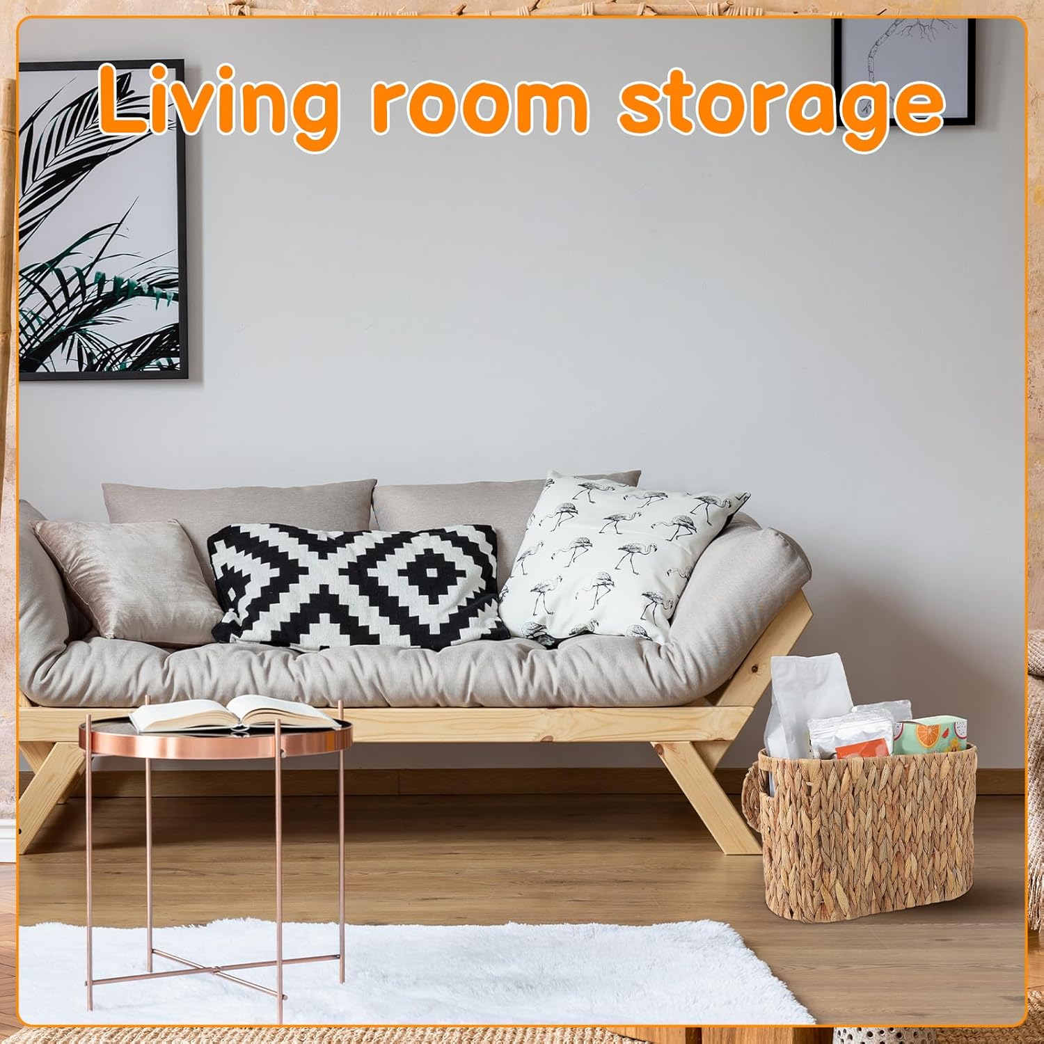 2 Pcs Toilet Paper Storage Baskets with Lids and Built-in Handles Water Hyacinth Toilet Paper Baskets for Bathroom Home Accessories Organizer