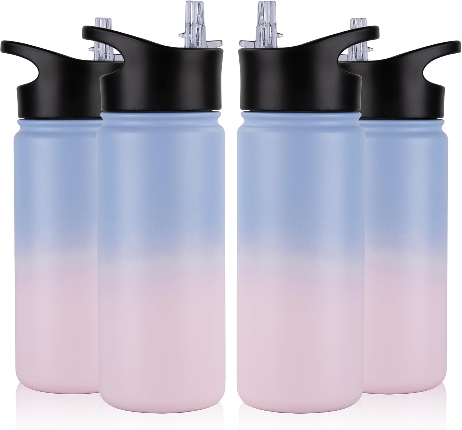 40 oz Insulated Water Bottle with Straw, Stainless Steel Sports Water Bottles with 2 Lids (Straw and Wide Mouth lid), Double Wall Vacuum, Leakproof, BPA-Free, Black