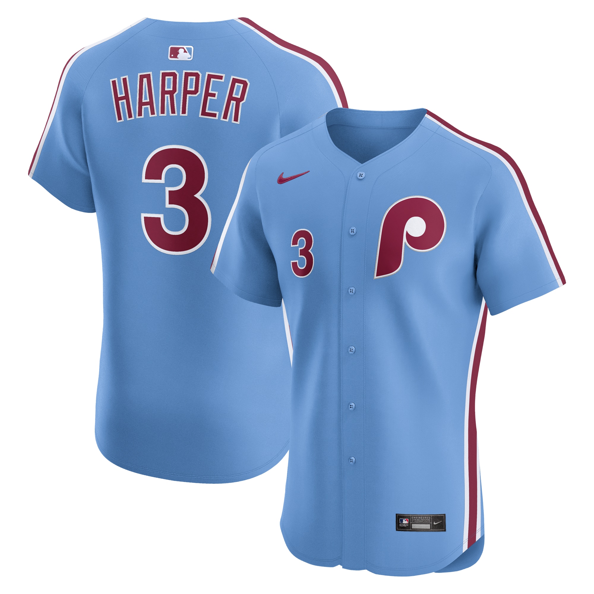 Men's Philadelphia Phillies Bryce Harper Nike Light Blue Alternate Elite Jersey