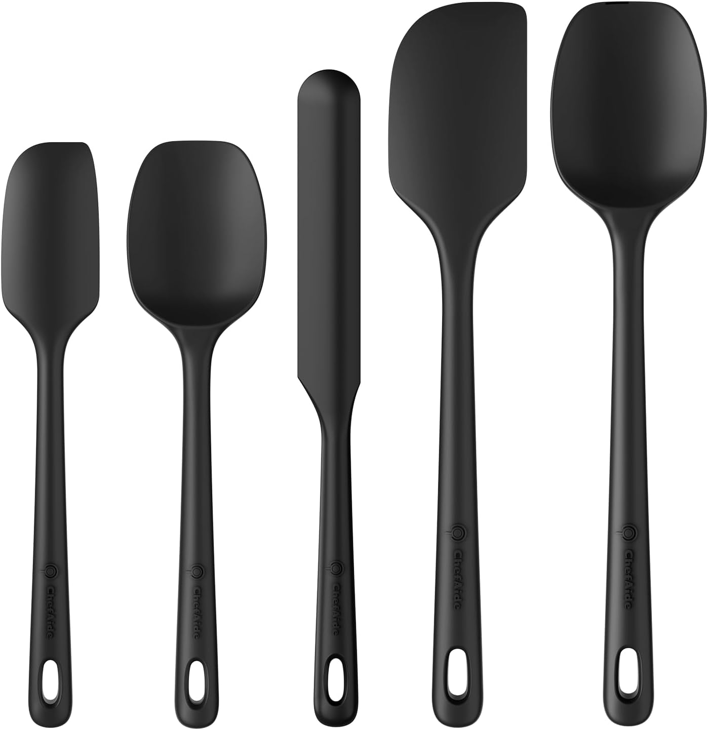 5 Pieces Silicone Spatula Set, Food Grade Rubber Spatula, Upgrade Strong Handle with Ergonomic Grip, Heat Resistant Up to 600°F for Nonstick Cookware, Cooking