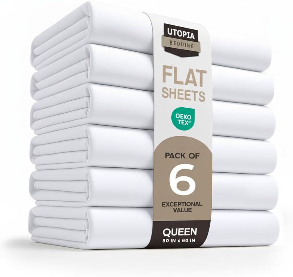 Utopia Bedding Flat Sheet - 1 Pack (Queen, White) - Soft Brushed Microfiber Fabric - Shrinkage & Fade Resistant Top Sheet - Easy Care Bed Sheet
